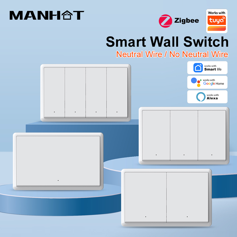 Push Button Tactile - Умный выключатель MANHOT ZigBee3.0 без нейтрального